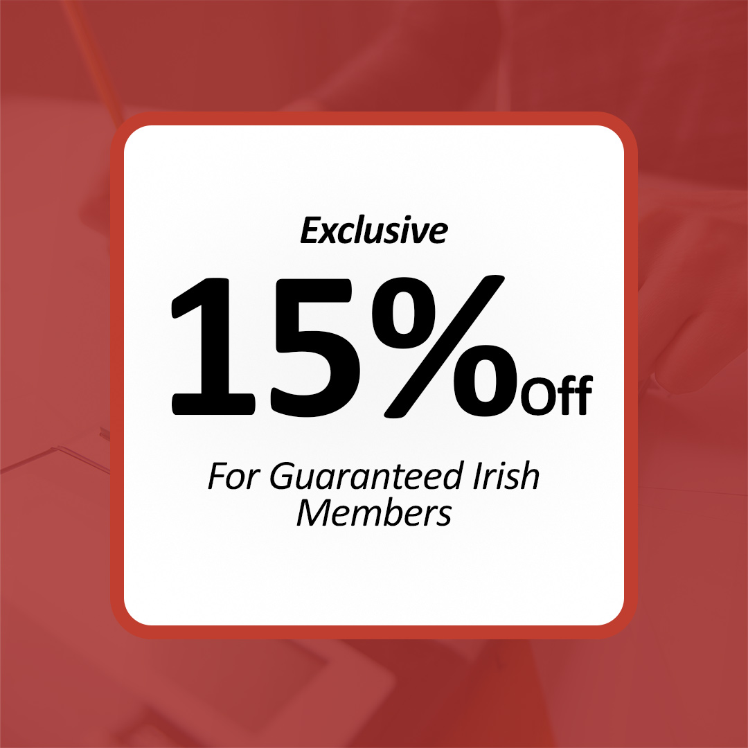 Exclusive 15% Discount for Guaranteed Irish Members! Logo