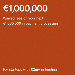 €1m free processing volume for startups with €2m+ in funding Logo