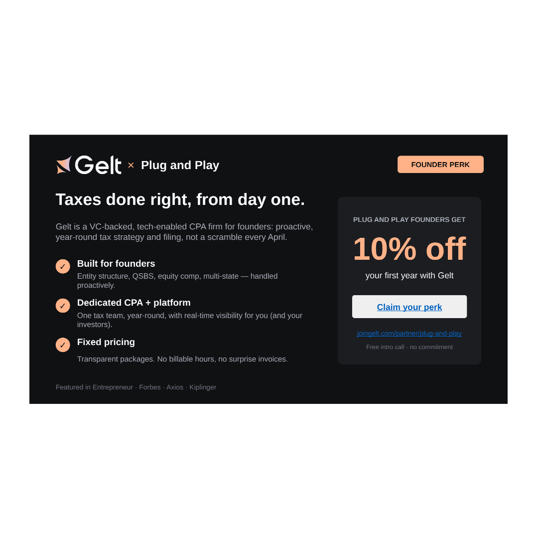 Complimentary Tax Strategy Meeting + 10% off your first year with Gelt Logo