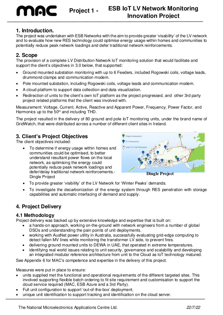 ESB IoT LV Network Monitoring Innovation Project