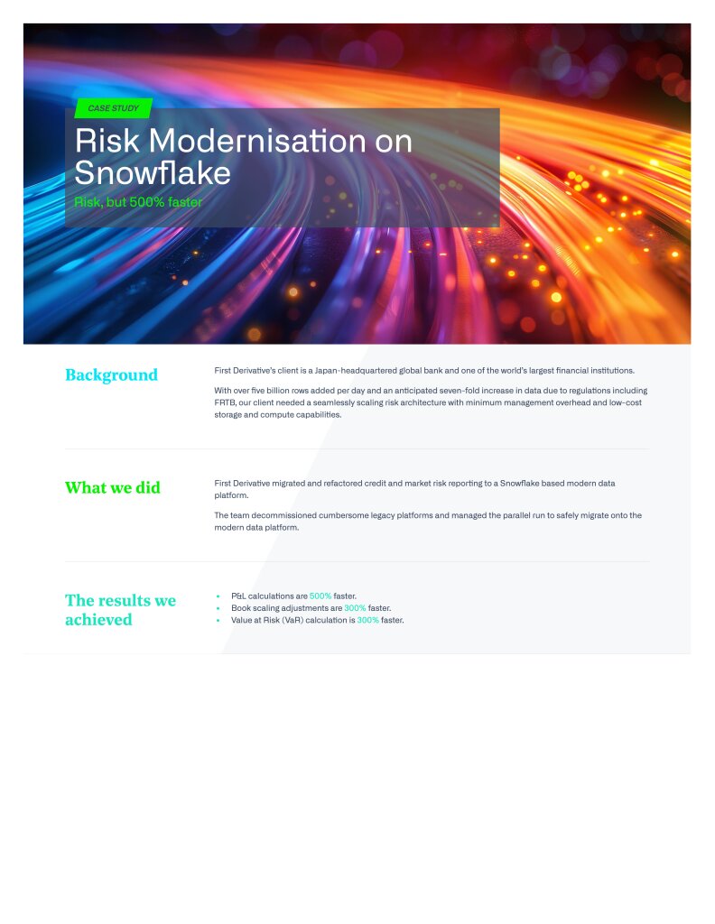 Risk Modernisation on Snowflake