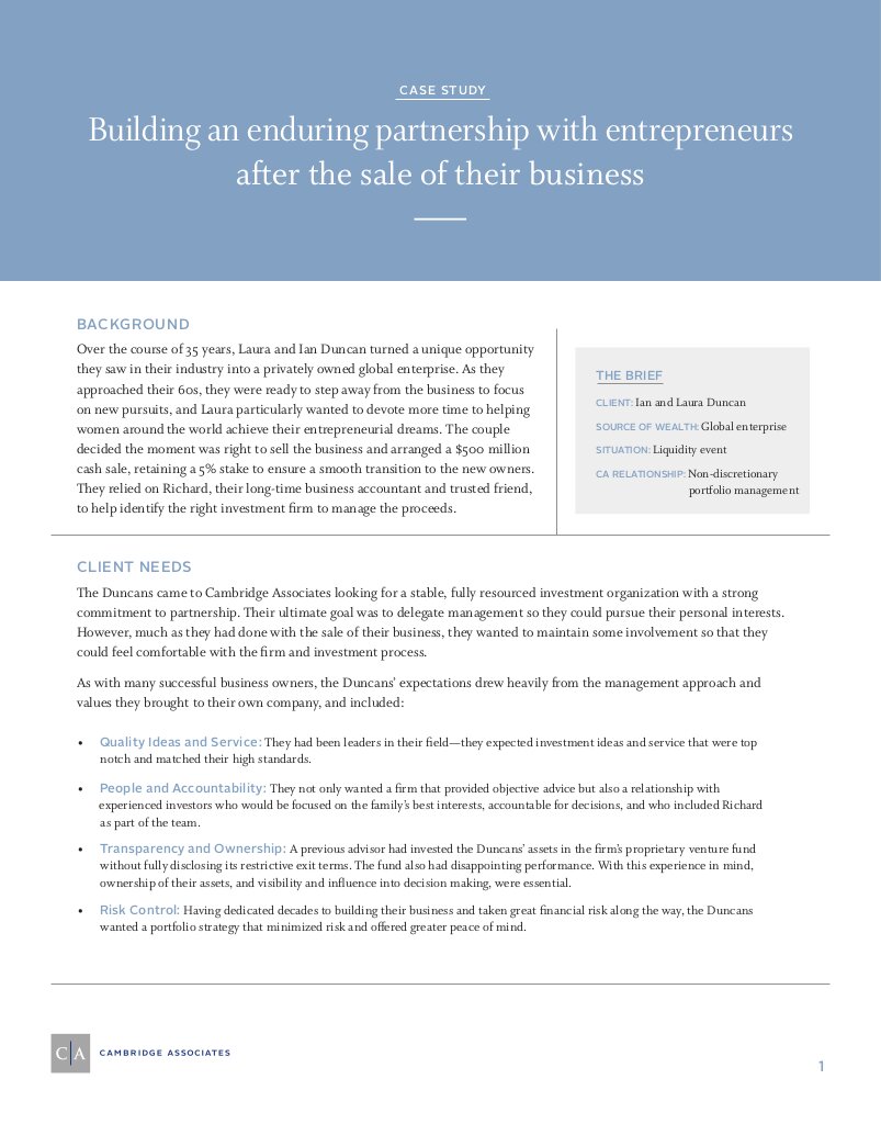 Building an enduring partnership with entrepreneurs after the sale of their business