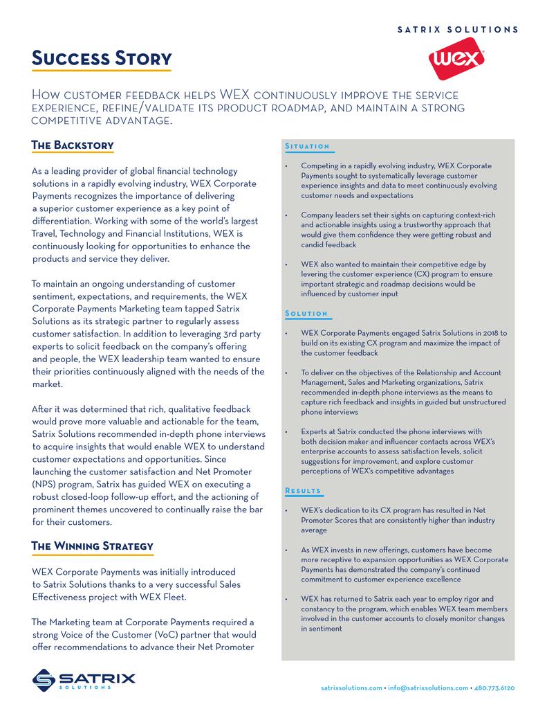 How customer feedback helps WEX improve the service experience, refine its product roadmap, and maintain a strong competitive advantage.