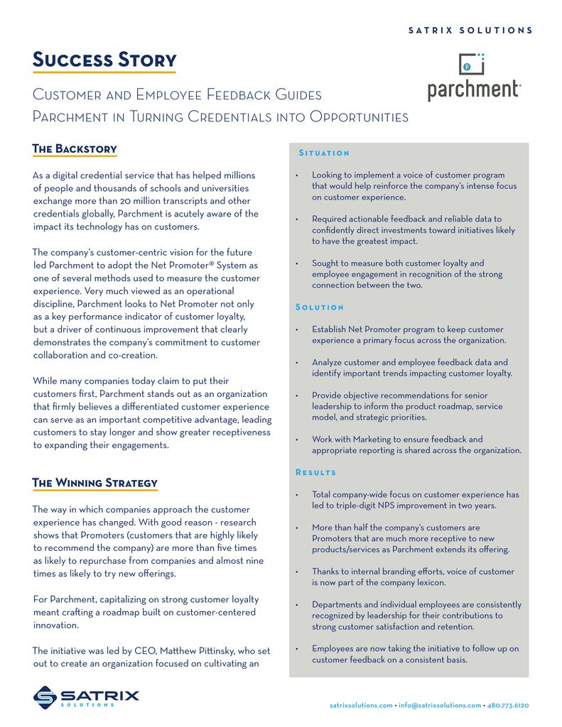 Customer and Employee Feedback Guides Parchment in Turning Credentials into Opportunities.