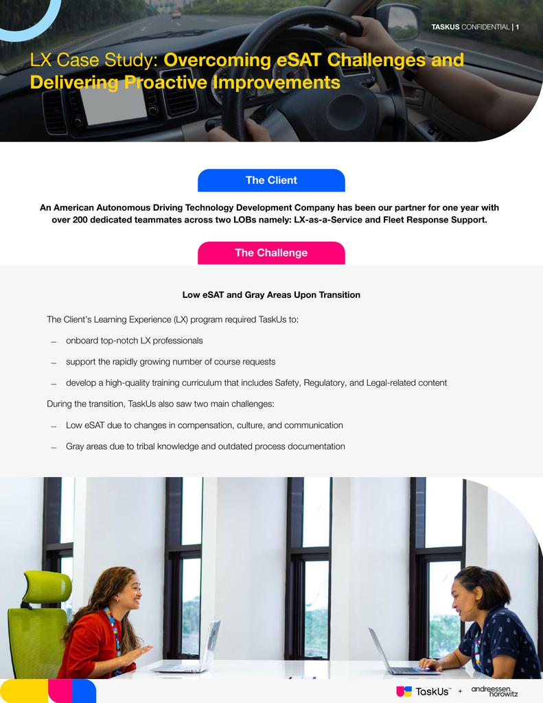 LX Case Study Overcoming eSAT Challenges and Delivering Proactive Improvements