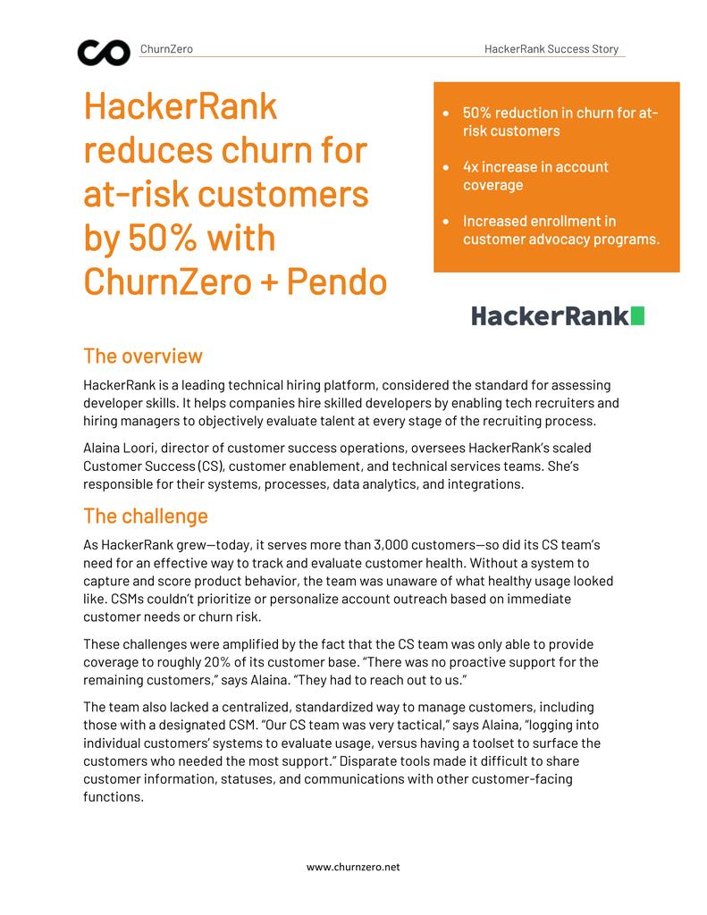 HackerRank reduces churn for at-risk customers by 50 percent