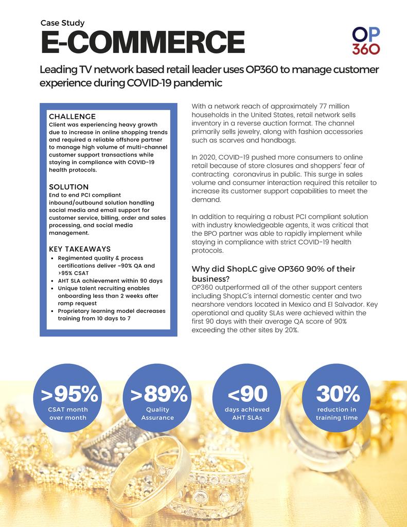 OP360 exceeds TV network retailer's customer experience during COVID-19 pandemic