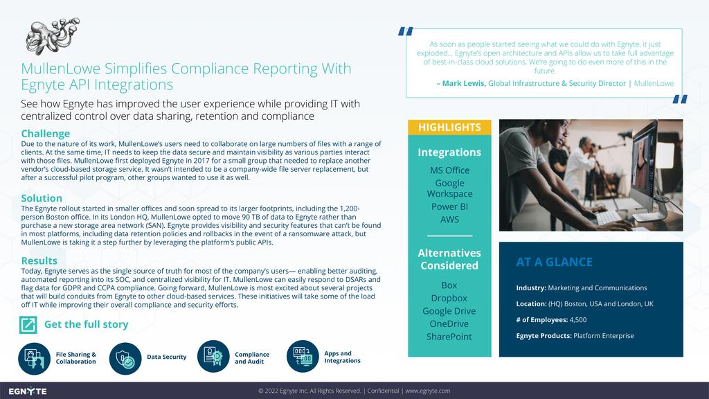 MullenLowe Simplifies Compliance Reporting With Egnyte API Integrations
