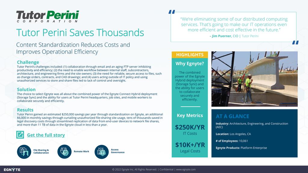 Tutor Perini Saves Thousands