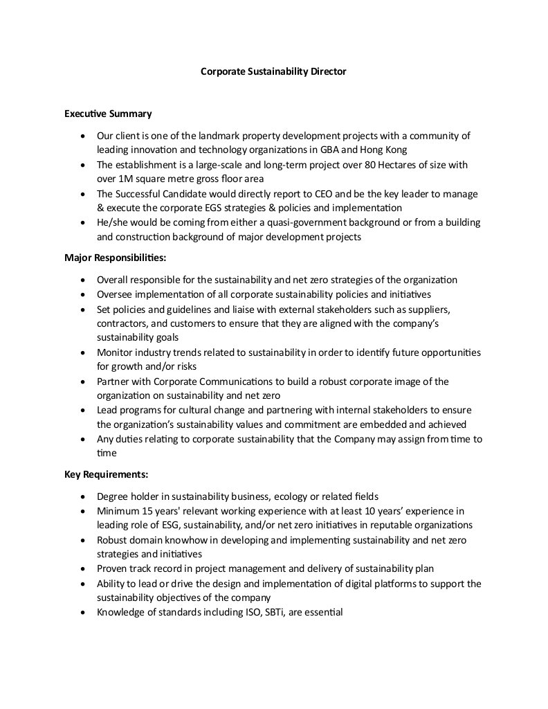 Corporate Sustainability Director