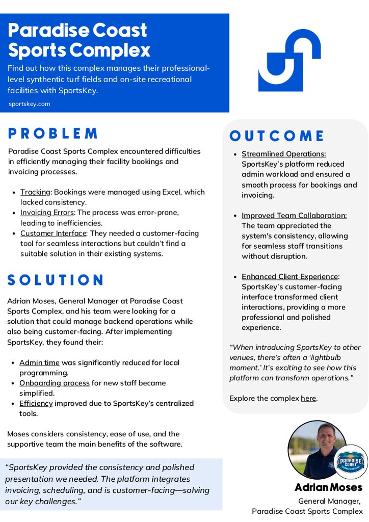 Paradise Coast Sports Complex - Case Study