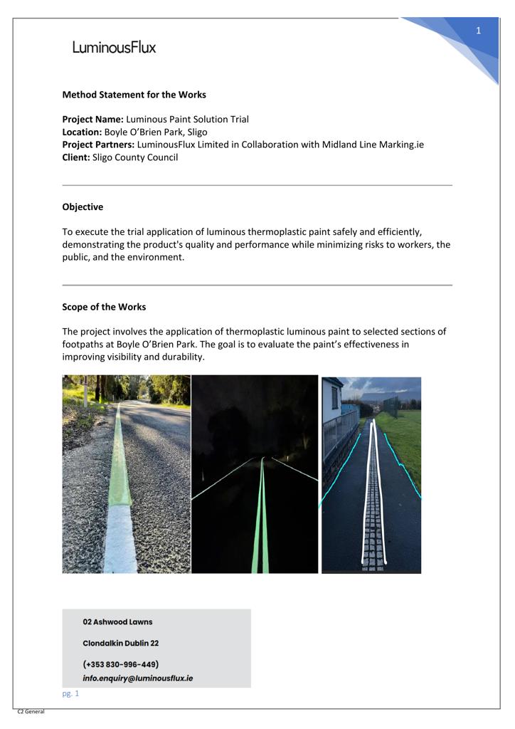 Photoluminescent Road Safety Trial – Sligo County Council