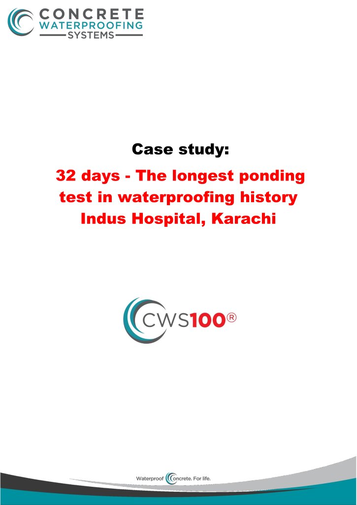 32 days ponding test. The longest concrete waterproofing ponding test in history,.