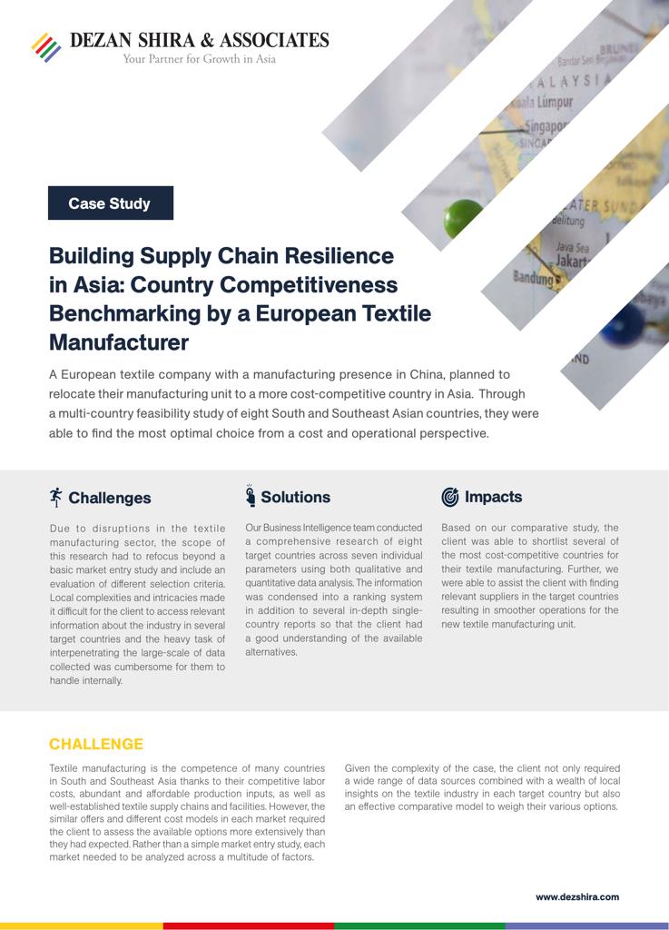 Building Supply Chain Resilience in Asia - Country Competitiveness Benchmarking by a European Textile Manufacturer