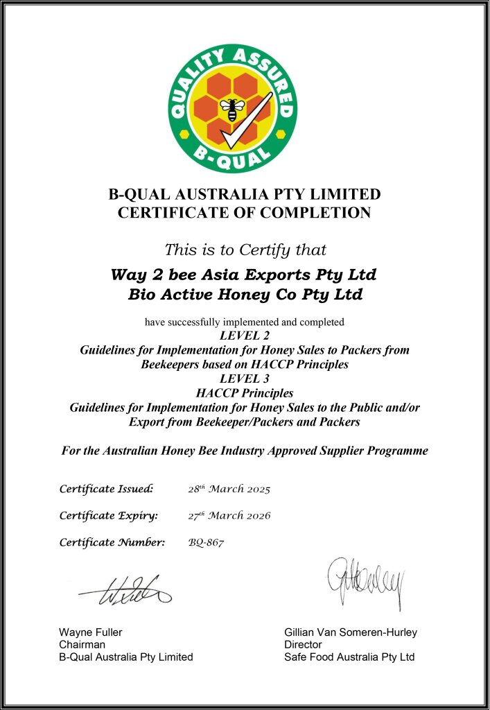 B-QUAL AUSTRALIA PTY LIMITED C E RT I F I C AT E O F COMPLETION