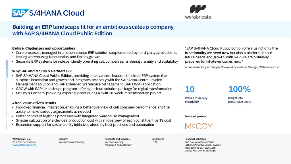Building an ERP landscape fit for Wefabricate