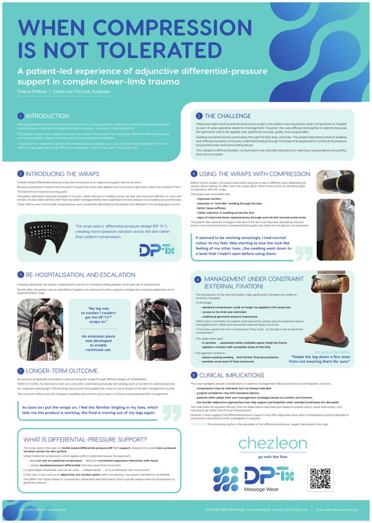 When Compression is Not Tolerated.  A patient-led experience of adjunctive differential pressure support in complex lower limb trauma.